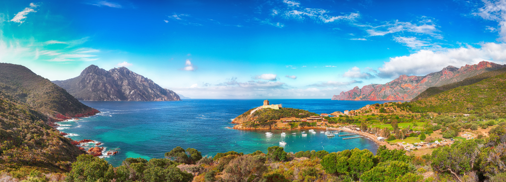 Girolata Bucht im Naturschutzgebiet von Skandola. Corse du Sud, Korsika, Frankreich, Europa