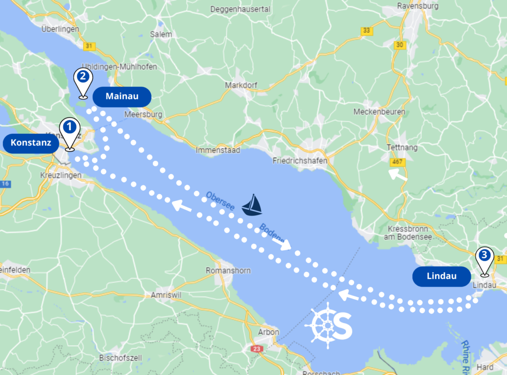 Die zweite Alternativ-Route mit Lindau als drittem Halt 